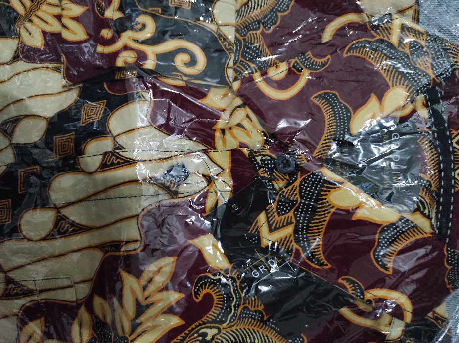 [gridline - Ls029 Blue & Maroon] Kemeja Batik Slimfit Pria Katun Lengan Panjang