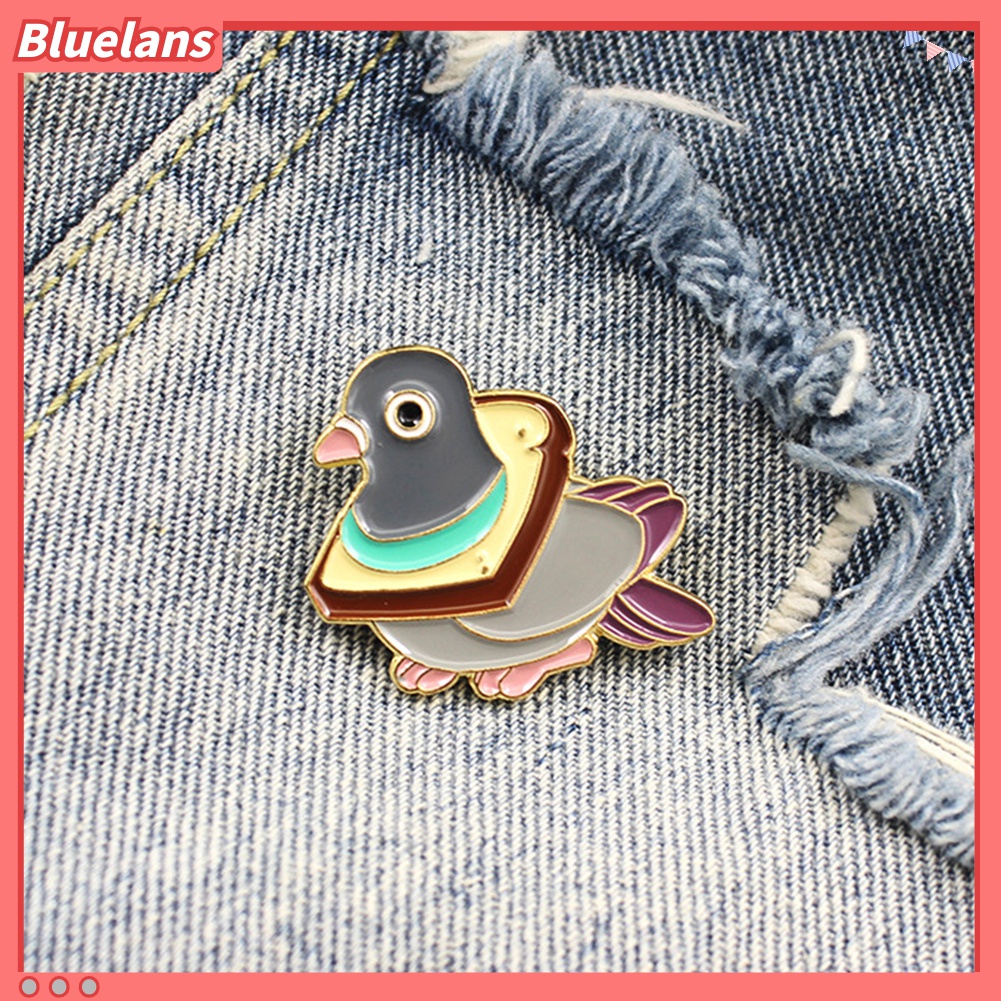 Bros Pin Enamel Bentuk Kartun Merpati Roti Untuk Dekorasi Pakaian Jaket Unisex