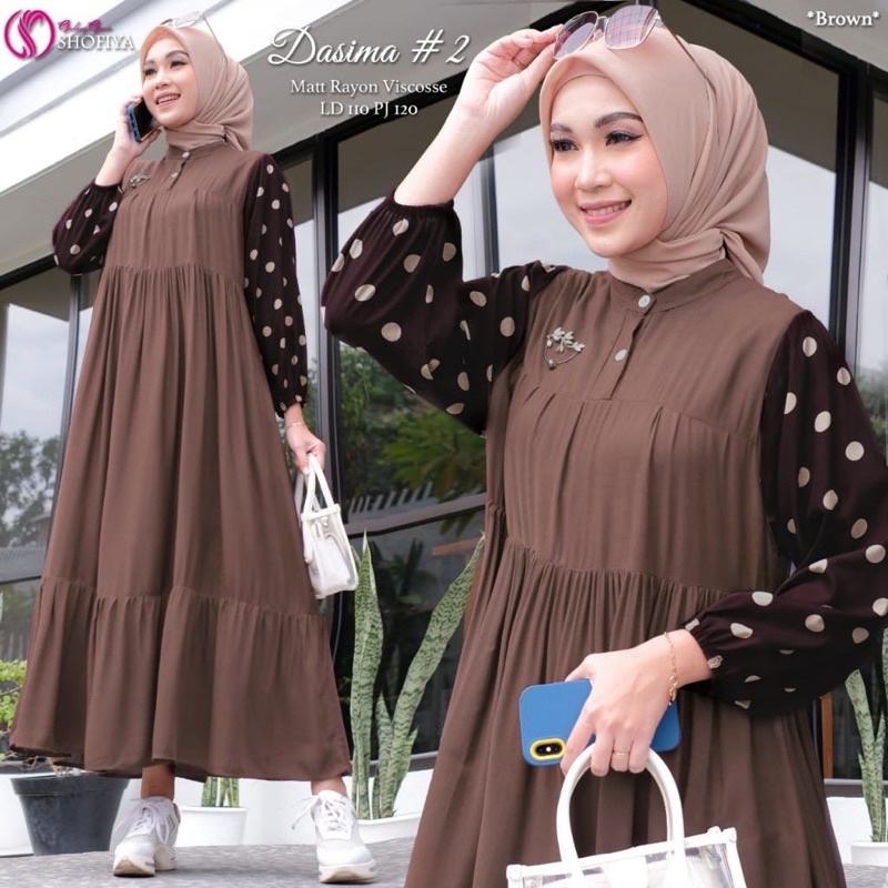 [VICAN] DASIMA #2 AGATA #11 #12 SERIES MIDI HOMEY DRESS GAMIS PAKAIAN WANITA FASHION BUSANA MUSLIM MODERN TERBARU SUPER BEST SELLER ORIGINAL GGS BY SHOFIYA-Dasima #2 Brown