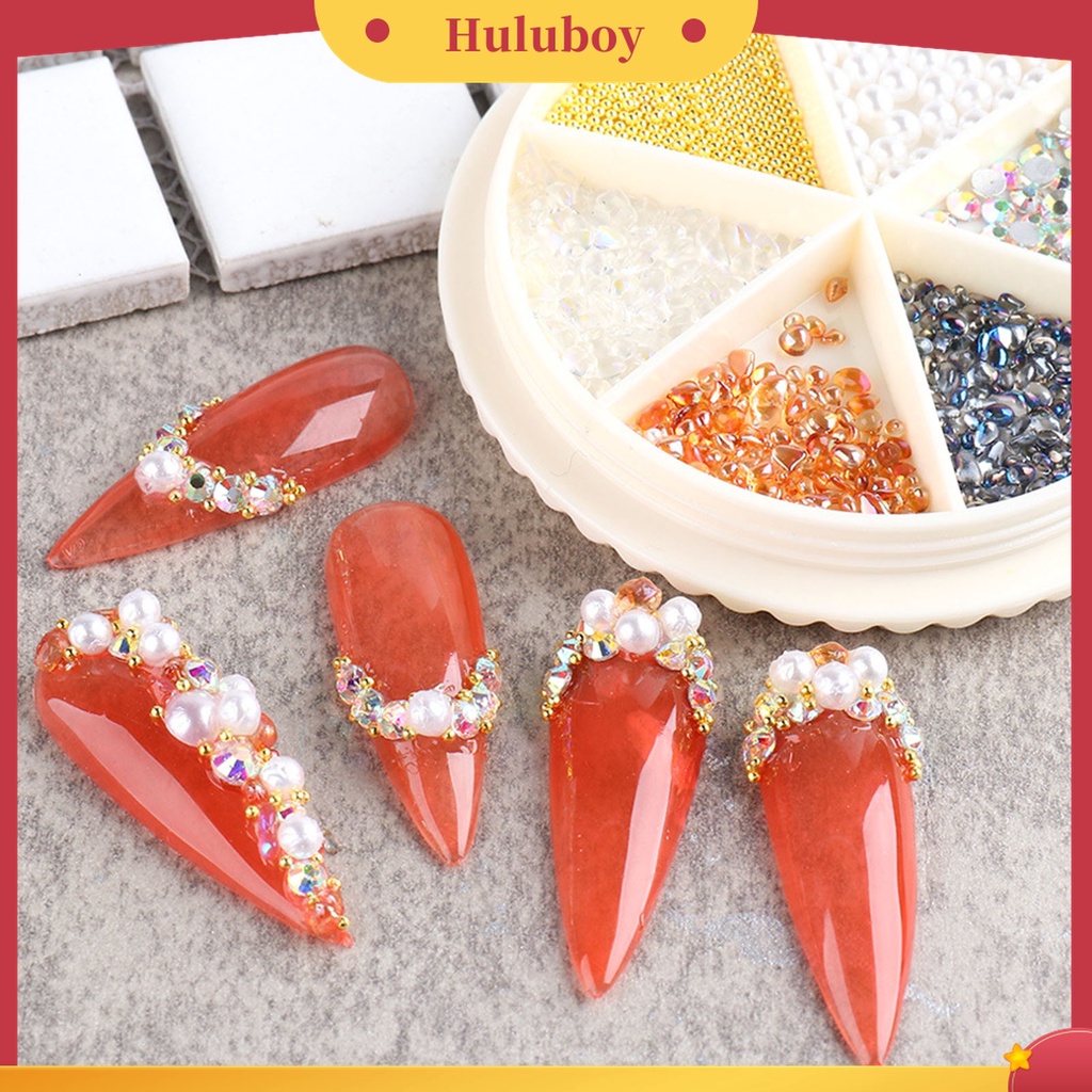 Huluboy Huluboy♡ Aksesoris Perhiasan Manik-Manik Kuku Bahan Metal Untuk Dekorasi Makeup