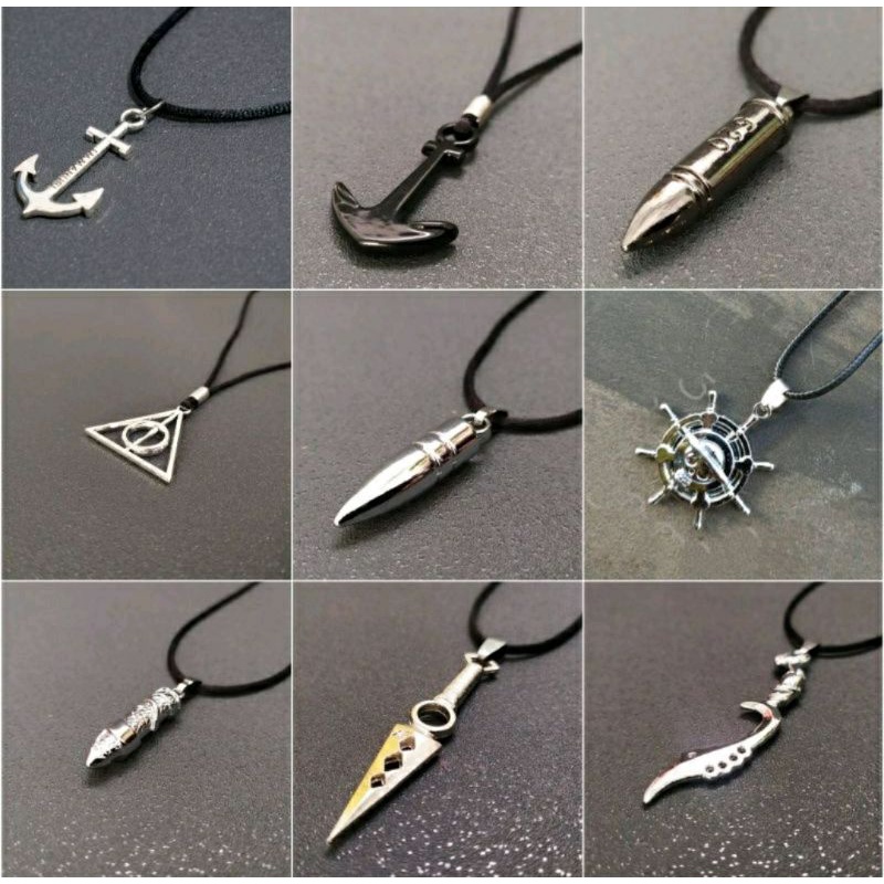 kalung tali hitam aksesoris cowok