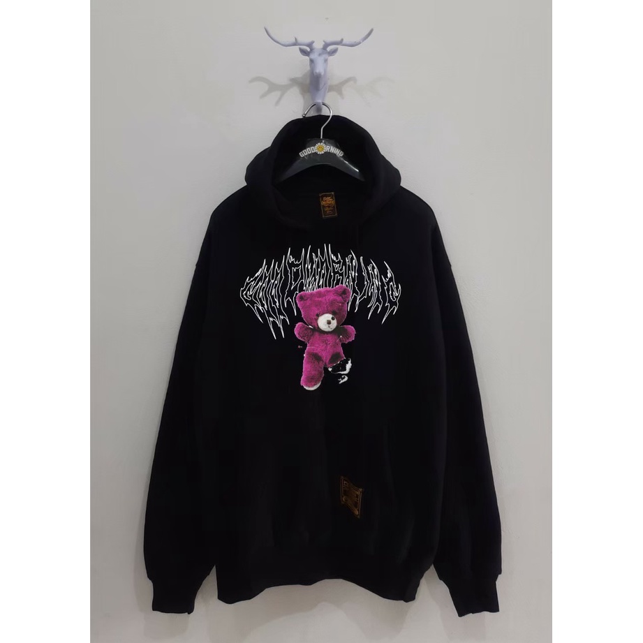 Good Morning hoodie sweater hoodie sweater sweatshirt jaket pria warna hitam art grafity putih boneka pink GMSH113