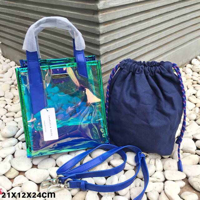 SALE Charles & Keith Rainbow Only Blue tas selempang
