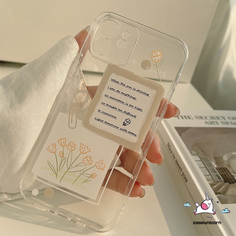 IPHONE Floral Summer Case Kompatibel Untuk Iphone6 6s 7 8 Plus 14 11 12 13 Pro MAX X XR XS MAX SE 2020bunga Segar Memo Transparan Bening Lembut TPU Back Cover Flower Casing