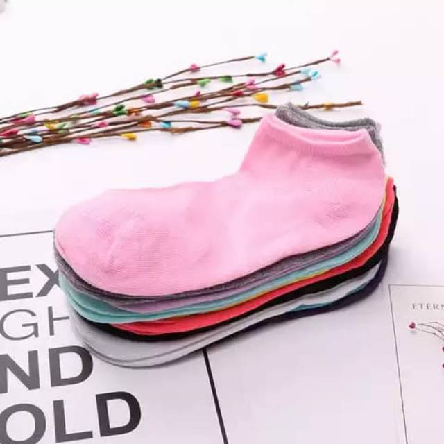 (12 Pasang) Kaos Kaki Polos Ankle Cute Semata Kaki Short Socks Pendek Fashion Import