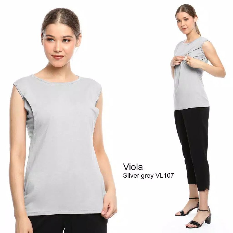 Baju Busui Viola vl107 Grey By Justmom / kaos inner busui / kaos busui / baju menyusui