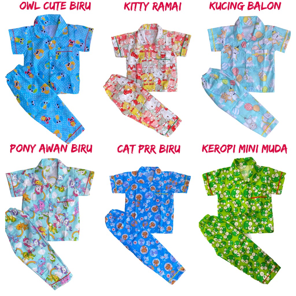 Piyama anak 1-5th bebas pilih motif / baju tidur anak KODE B