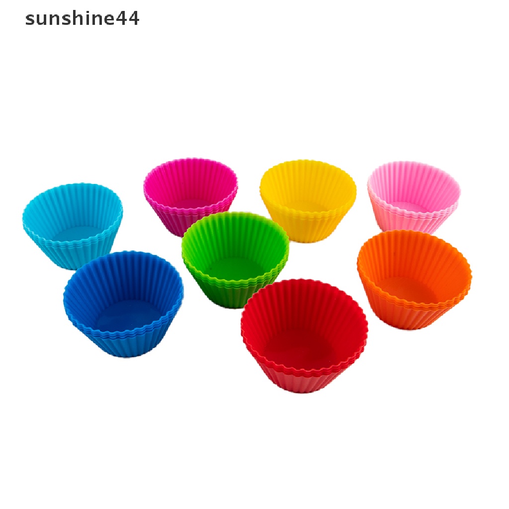 Sunshine 4Pcs / Set Cetakan Cupcake / Muffin Bentuk Bulat Bahan Silikon