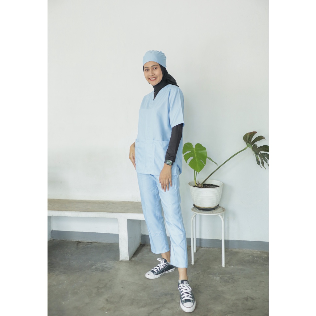 BAJU JAGA LENGAN PENDEK KRAH V/BAJU OK/BAJU SCRUB/SERAGAM PERAWAT