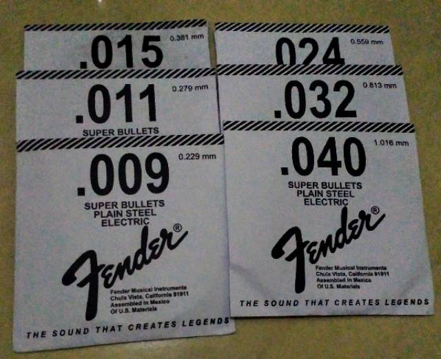 senar fender 009 gitar listrik akustik 1set free pick gitar