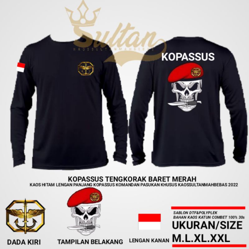 KAOS KOPASSUS//BAJU KOPASSUS//SERAGAM KOPASSUS HITAM PANJANG.