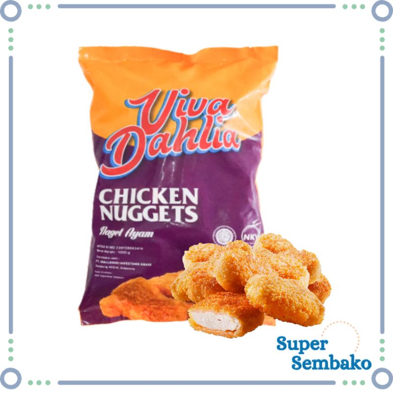 

FROZEN FOOD MAKANAN BEKU CHICKEN NUGGET / NAGET AYAM VIVA DAHLIA 1000gr MURAH MAKASSAR