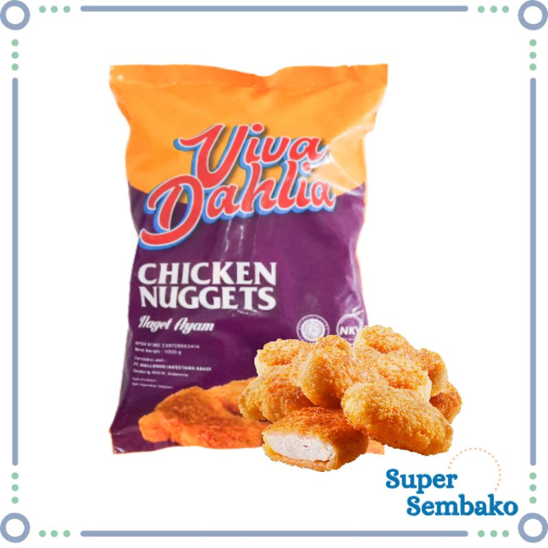 

FROZEN FOOD MAKANAN BEKU CHICKEN NUGGET / NAGET AYAM VIVA DAHLIA 1000gr MURAH MAKASSAR