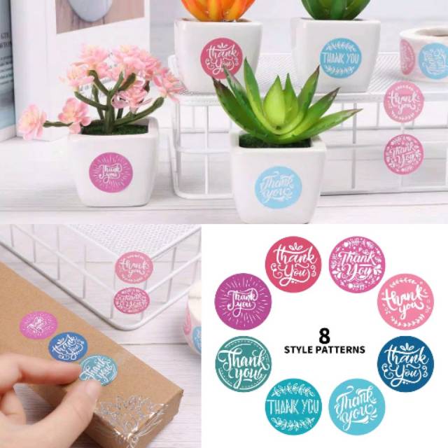 

500pcs stiker Label Sticker Thank You Super Cute 8 motif creative Segel kemasan packaging Sealer dus box kue mika