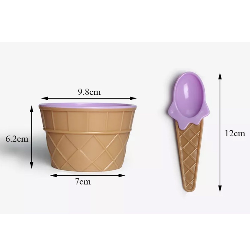 Mangkok Es Krim 2in1 Ice cream Bowl Snack Cup Mangkuk Cemilan Anak Set Mangkok Masker Sendok Unik Sendok Anak Penambah Nafsu Makan Piring Lucu Jelly Puding Buah