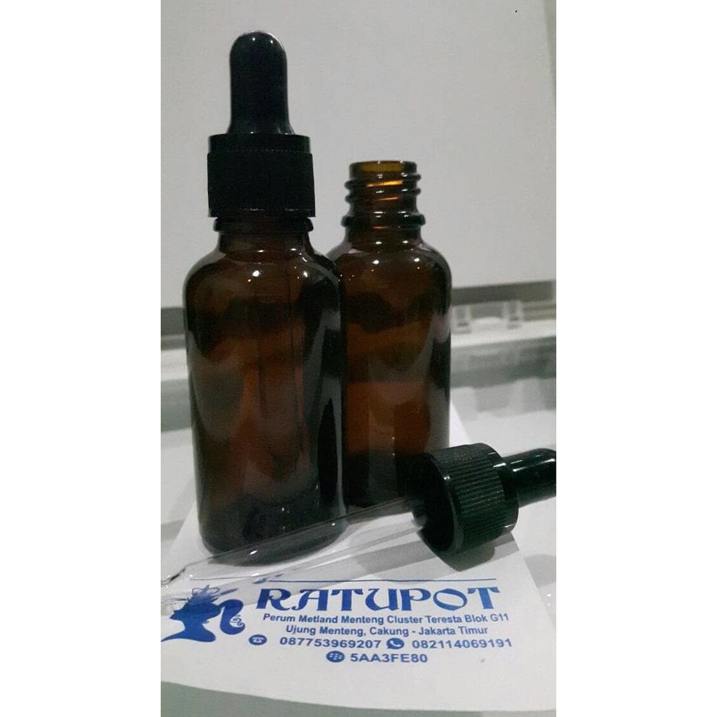 BOTOL 30 ML KACA COKLAT TEBAL PIPET HITAM