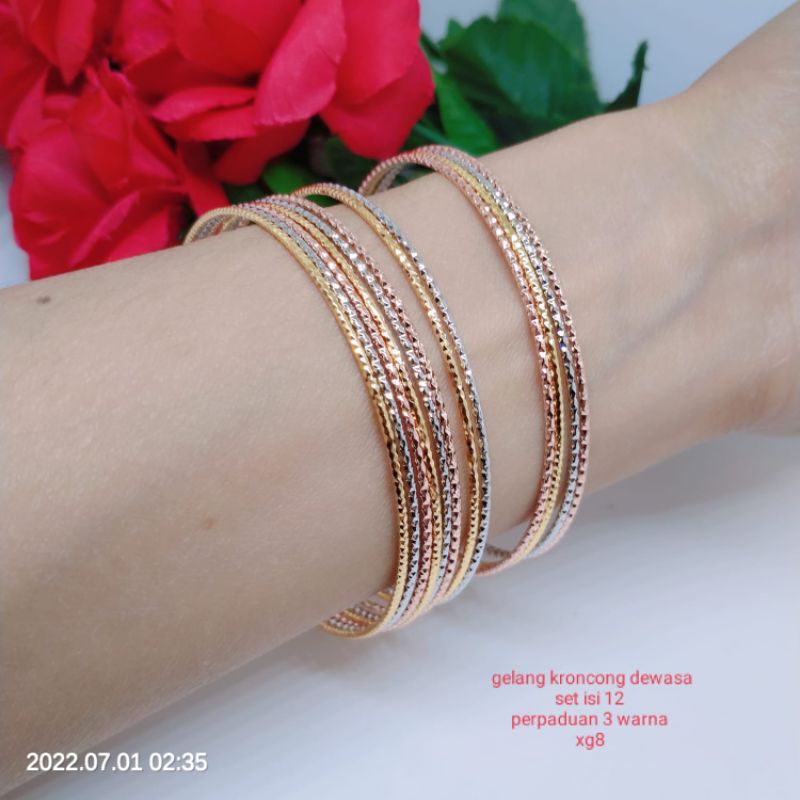 Gelang Tangan Kroncong Wanita Titanium Xuping Perhiasan Aksesoris Fashion Lapis Emas Anti Karat