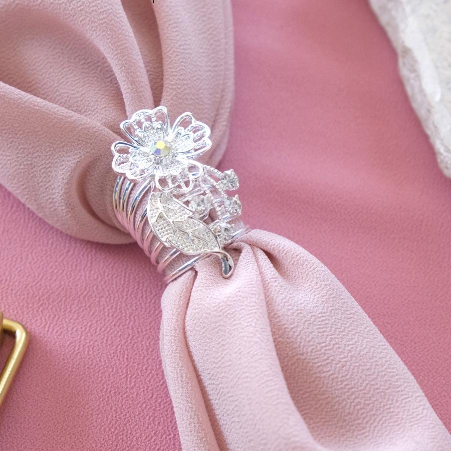 Super  Bros Ring Cincin Hijab / Jilbab Bunga Besar Gold Silver Kekiinian BSP333