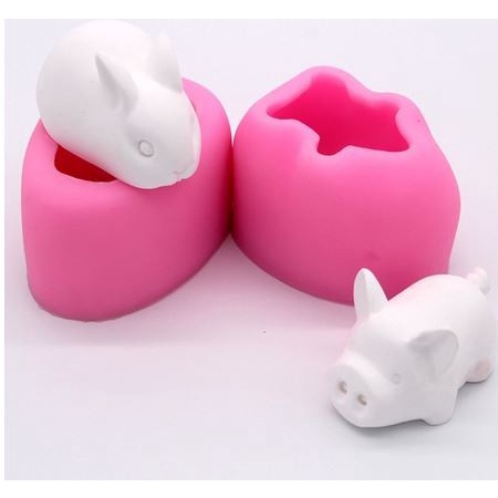 3D Silicon Mold Fondant Cake Decoration - Pig or Rabbit