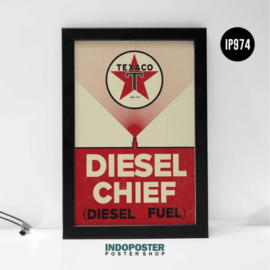 Poster Texaco Diesel Chief Sign Vintage Retro Chevron