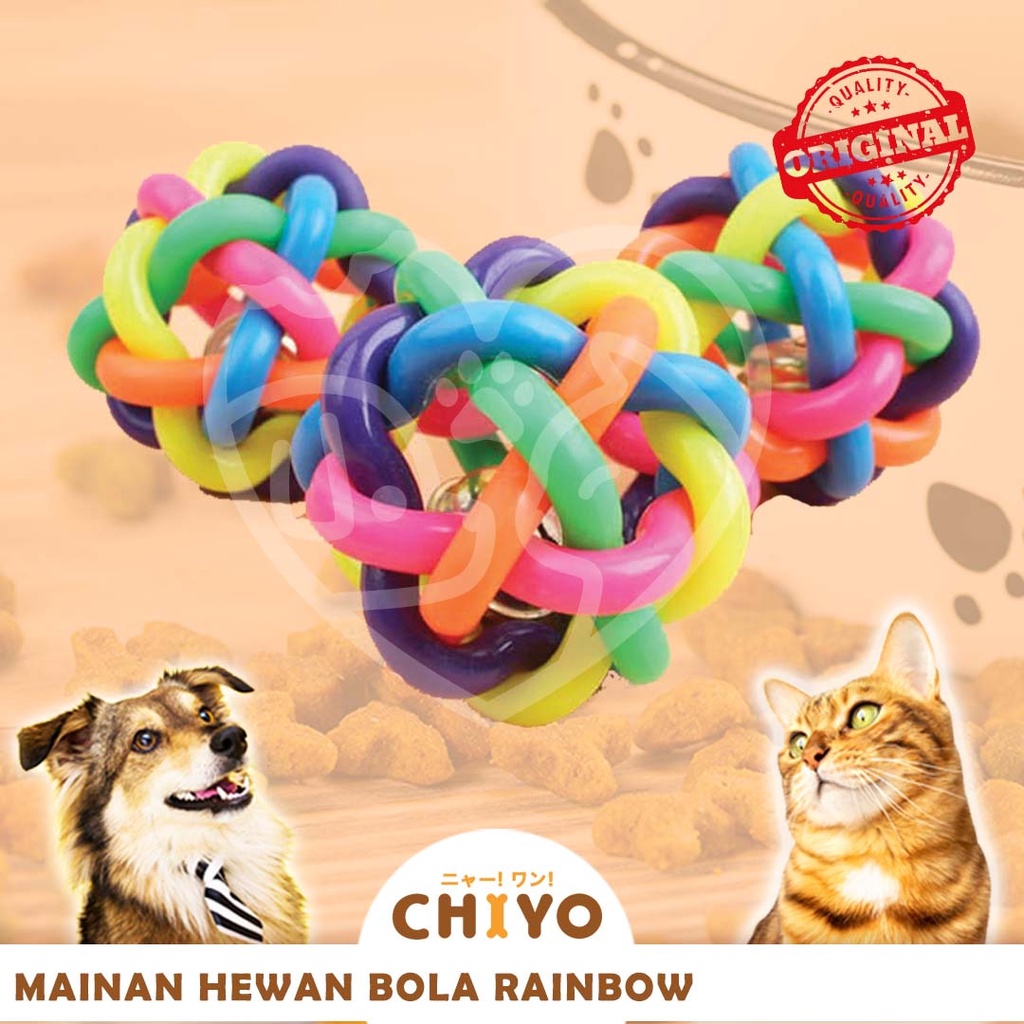 MAINANAN ANJING BOLA KERINCING RAINBOW [ PET TOY ]