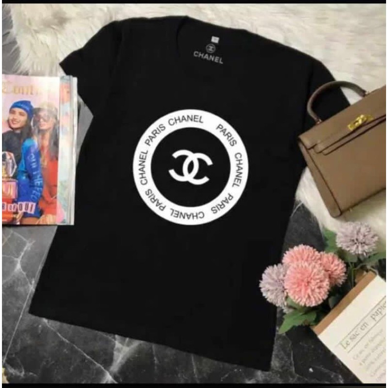 BAJU KAOS TSHIRT PRIA WANITA BRANDED LOGO CHANEL PARIS CIRCLE