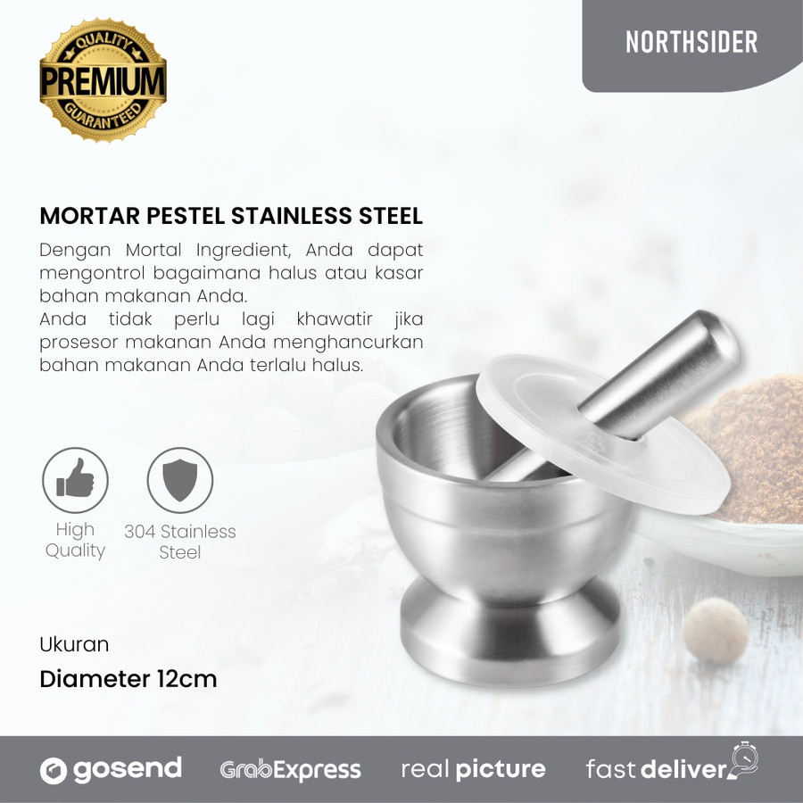 MORTAR PESTLE TUMBUKAN BUMBU OBAT STAINLESS COBEK ULEKAN LUMPANG