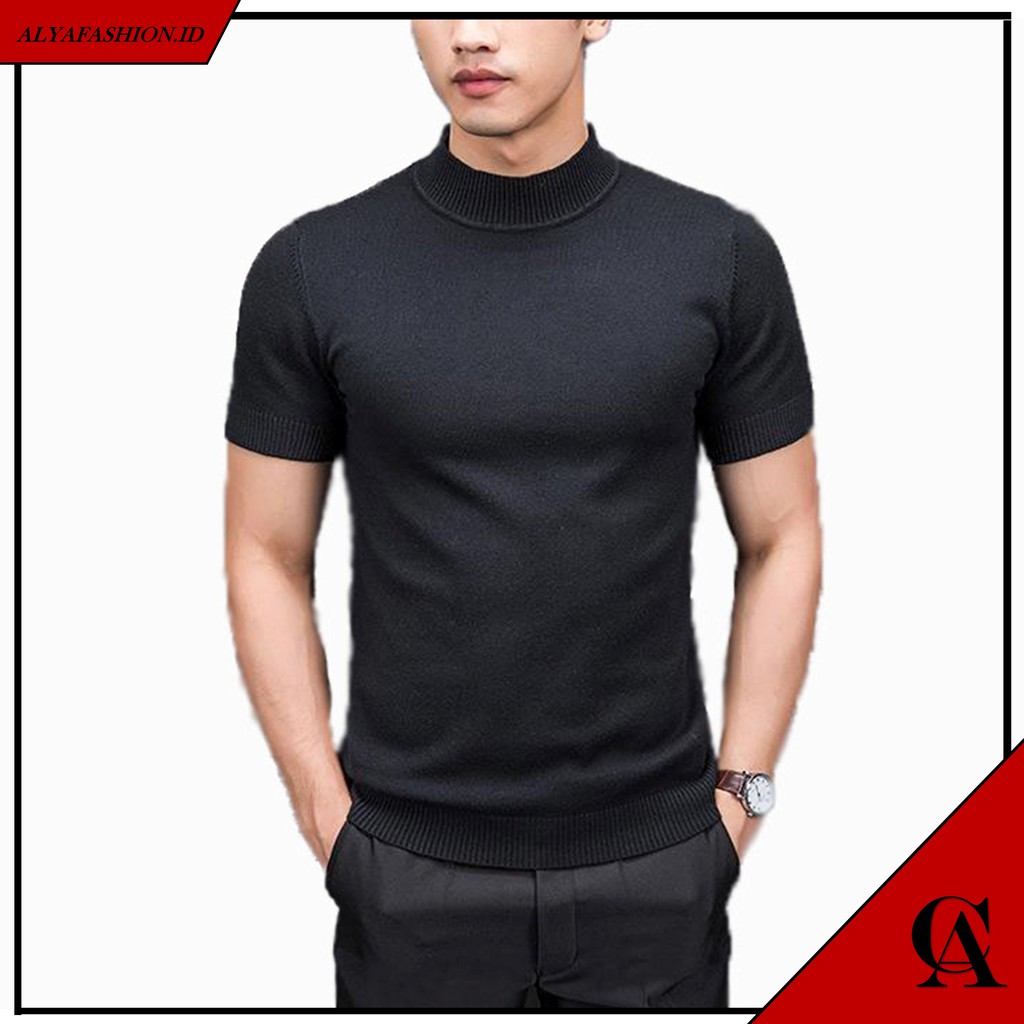 Baju Kaos Turtleneck Lengan Pendek Pria Turtle Neck Pendek Cowok Kaos Lengan Pendek Pria Distro Shopee Indonesia