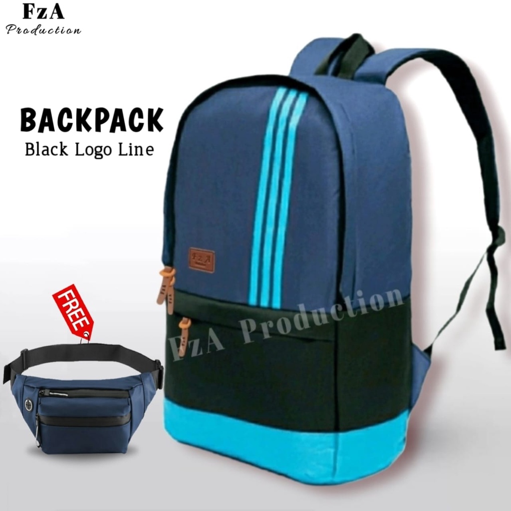 Big Promo..Tas Ransel Distro Casual Pria Wanita Tas Ransel Laptop Premium FREE Tas Waist Bag Trendy