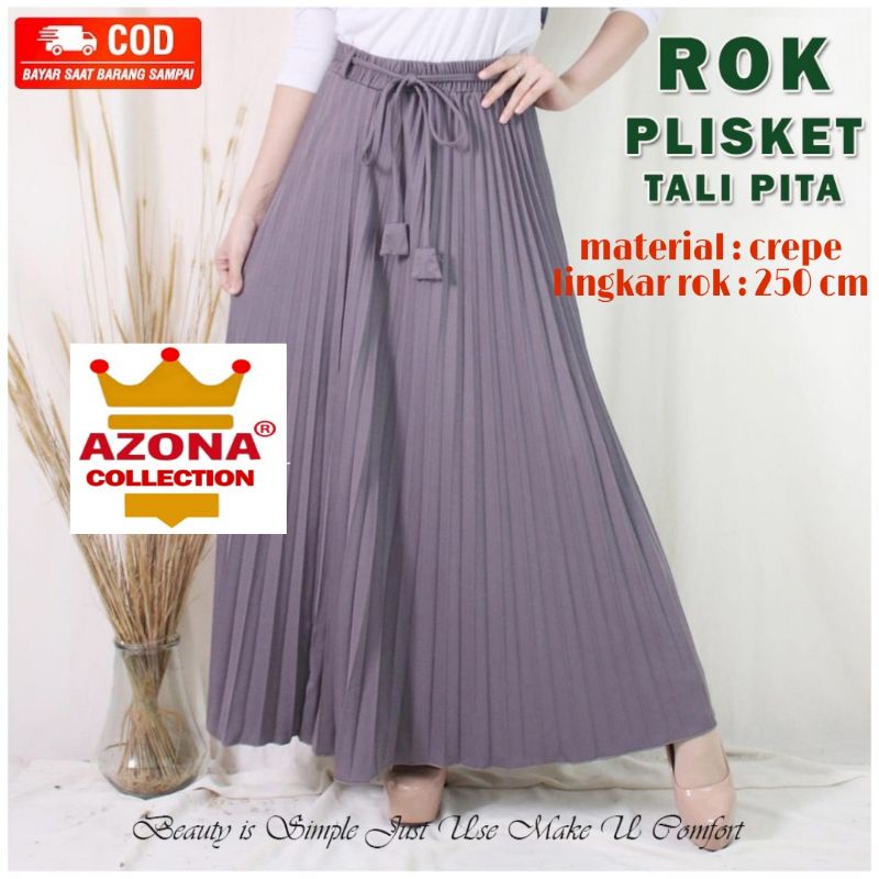 Dtree .  Rok plisket premium free belt bahan crepe lingkar rok 250 cm