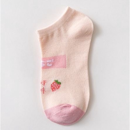 DF KK204 Kaos Kaki Wanita Motif Buah Strawberry Orange Kaos Kaki Pendek Fashion Korean
