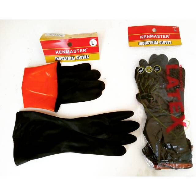 Sarung Tangan Karet Latex Hitam Kenmaster/Sarung Tangan Kerja Serbaguna/Gloves