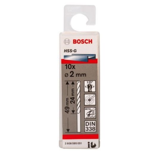 BOSCH Mata Bor HSS-G Metal Drill Bit 2.0 MM X 10 PCS