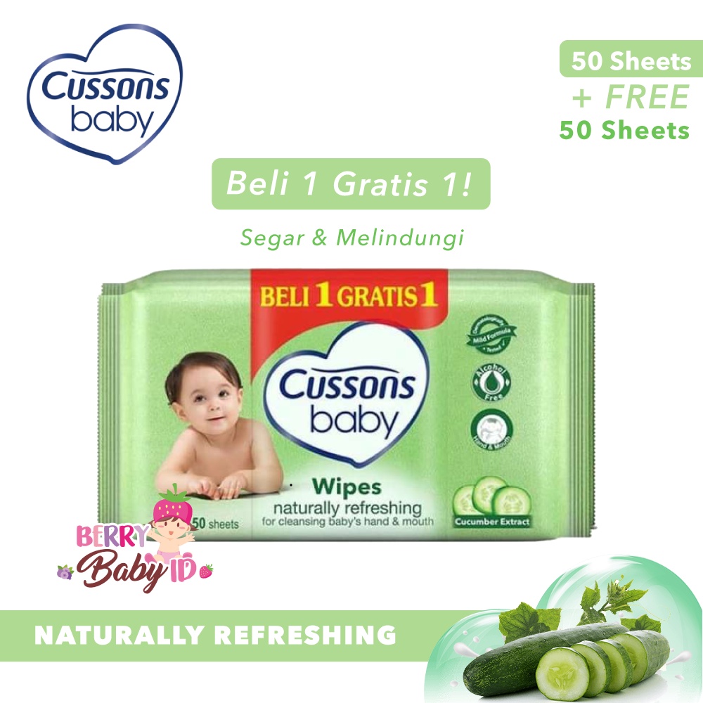 Cussons Baby PROMO Beli 1 Gratis 1 Baby Wipes 50 Sheet Tisu Basah Bayi 50's Berry Mart