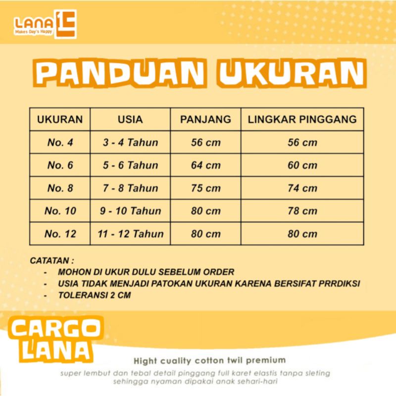 CELANA PANJANG ANAK CARGO UMUR 7-12 TAHUN KAIN TWILL STREET PREMIUM