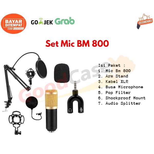 PAKET LENGKAP MIC BM 800 PODCAST YOUTUBER MIC + SOUND CARD + AUDIO SPLITTER