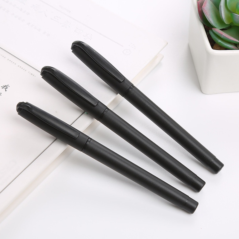 10pcs Pulpen Gel Plastik Warna Hitam Untuk Sekolah / Kantor