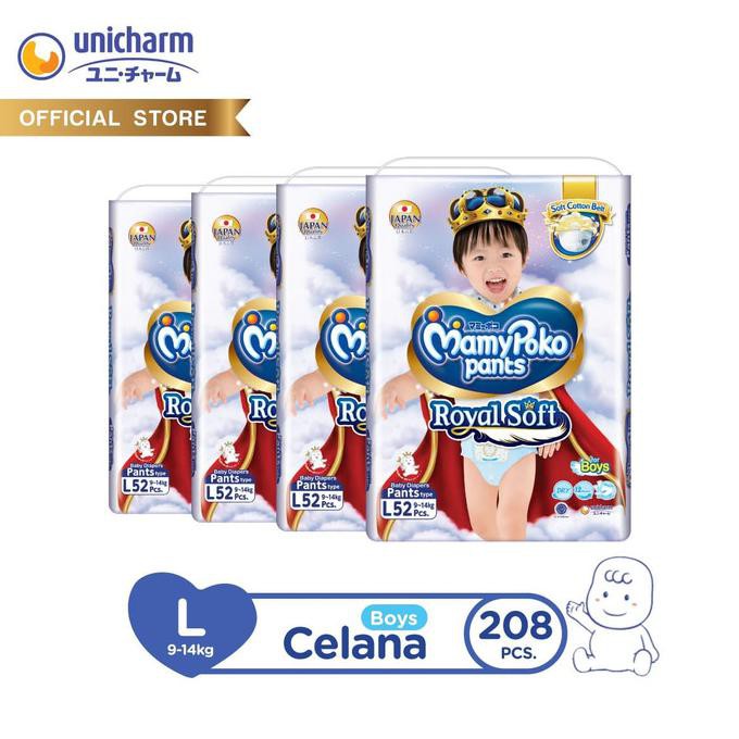 MamyPoko Pants Royal Soft - L 52 - Boys - Popok Celana - Karton isi 4