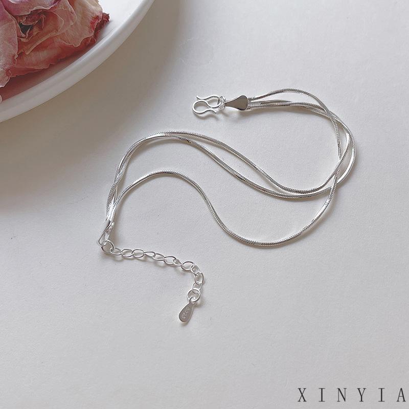 【COD】Gelang Rantai Tulang Ular Tiga Lapis Bahan 925 Sterling Silver Untuk Wanita