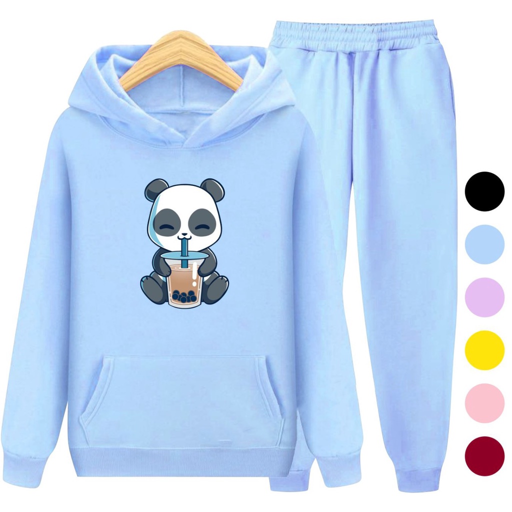 Setelan Anak Sweater Hoodie PANDA BOBA 02 / Sweater Anak Size S (3-5 Thn) M (5-7 Thn) XL(9-12 thn) XXL (13 + thn)