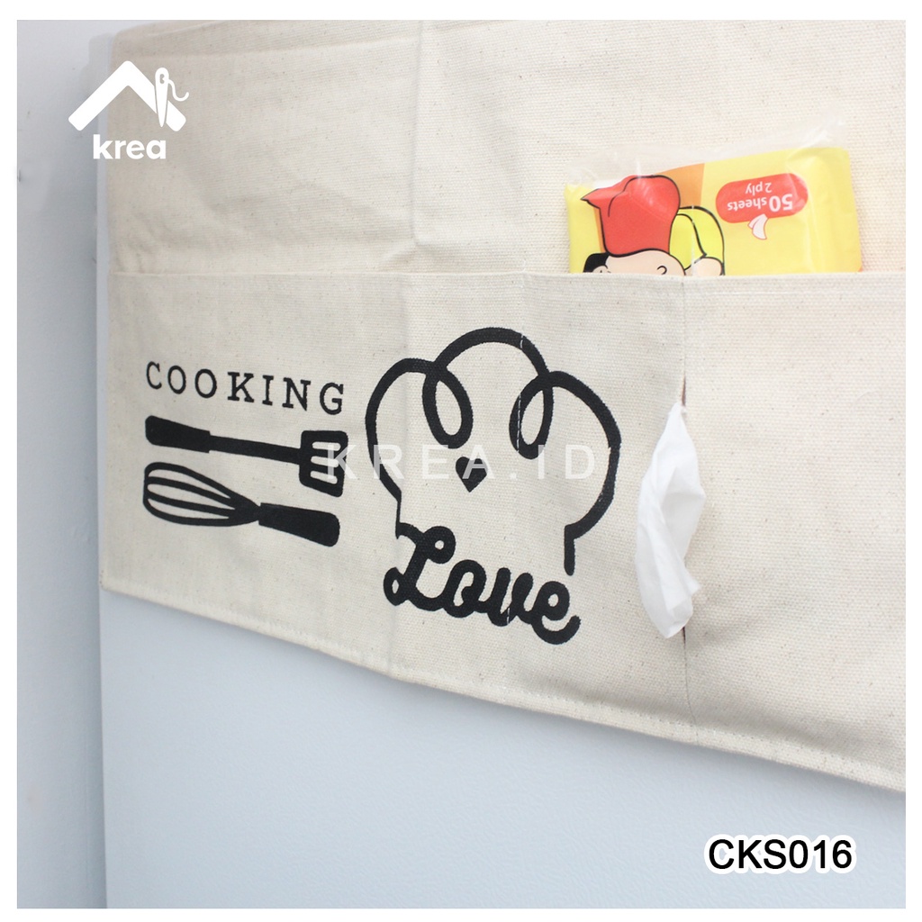 COVER KULKAS SARUNG KULKAS POLOS COOKING LOVE CKS016