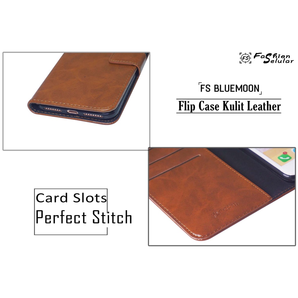 Casing Oppo F5 | F7 | F9 | F11 | A3S/ C1 Flip Case/ Flip Cover Sarung Kulit Leather FS Bluemoon