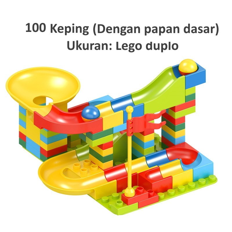 Mainan Anak Brick DUPLO Marble Run - Lego Duplo Seluncuran 100pcs + Papan - NO BOX