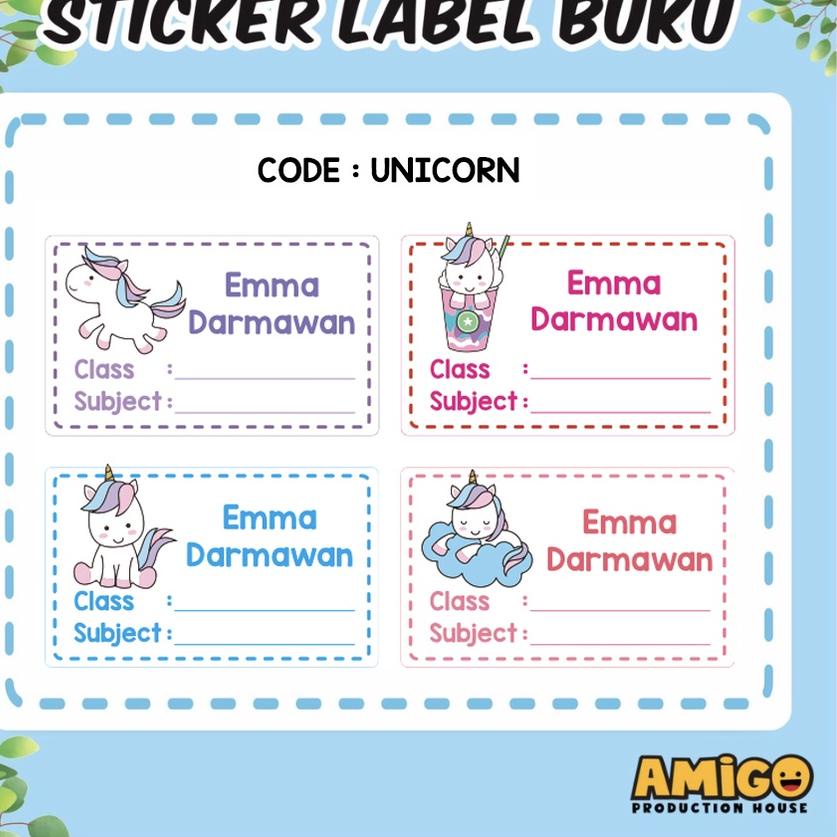 

SALEE!!!!.. Sticker Buku Label Nama Pelajaran Buku Sekolah Anak stiker waterproof hello kitty pokemon mickey unicorn