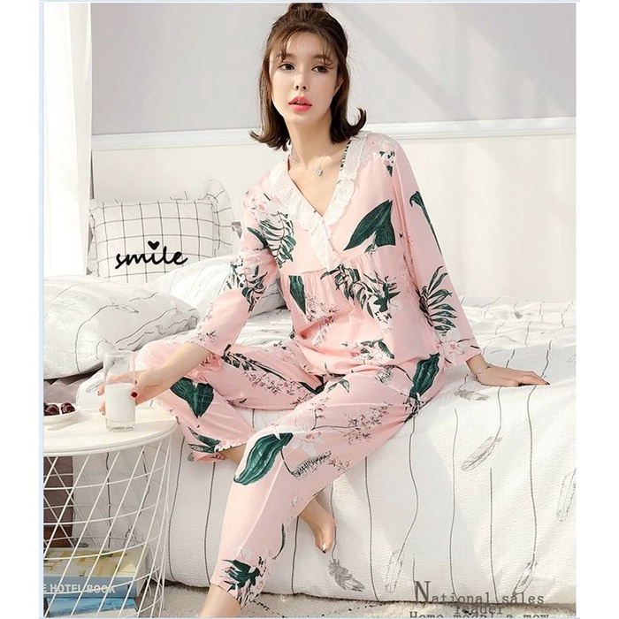 Piyama baju tidur wanita renda import