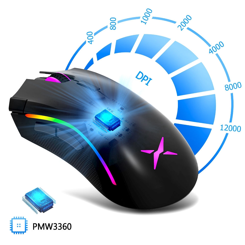 Delux M625 Pmw3360 Mouse Gaming Sensor 12000dpi 7 Tombol Programmable Dengan Backlight Rgb