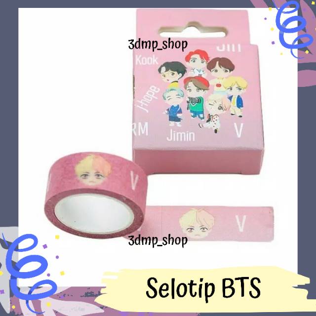 selotip isolasi washi tape bt21 bts pop up kpop v suga jhope taehyung jungkook