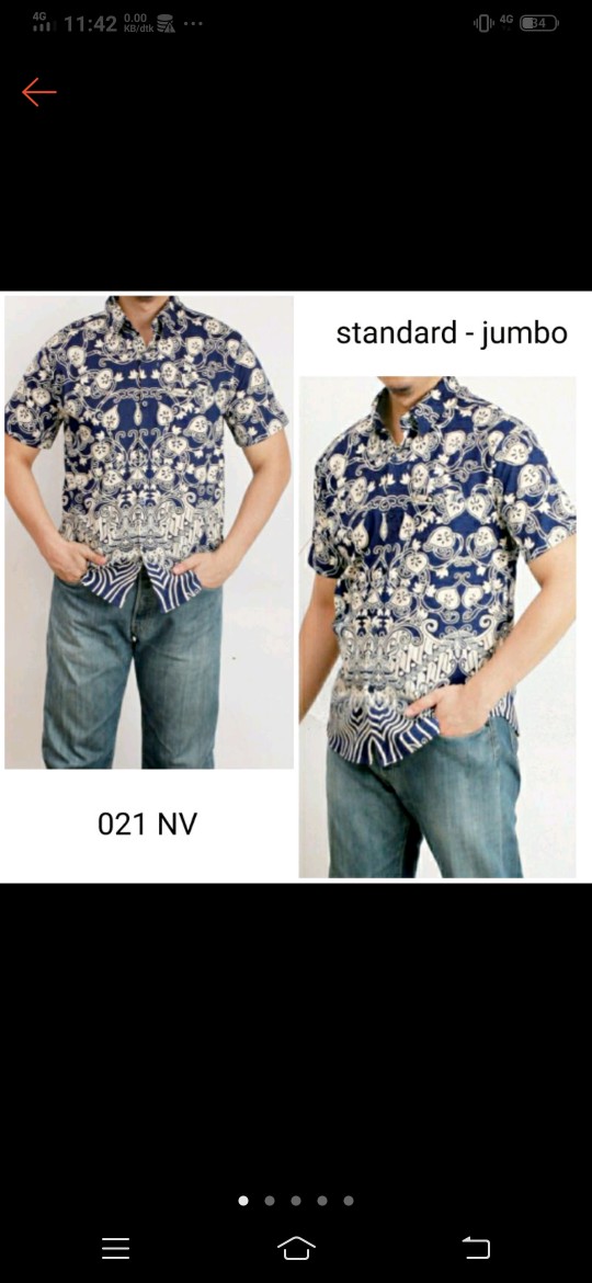 Kemeja Batik Dewasa Lengan Pendek Bahan Katun Stretch Slim Fit, 021 Nv#