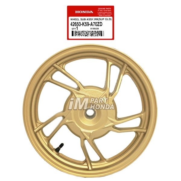 42650-K59-A70ZD Velg Racing Belakang Vario 150 LED 2018 - 2021 Gold Kuning Emas