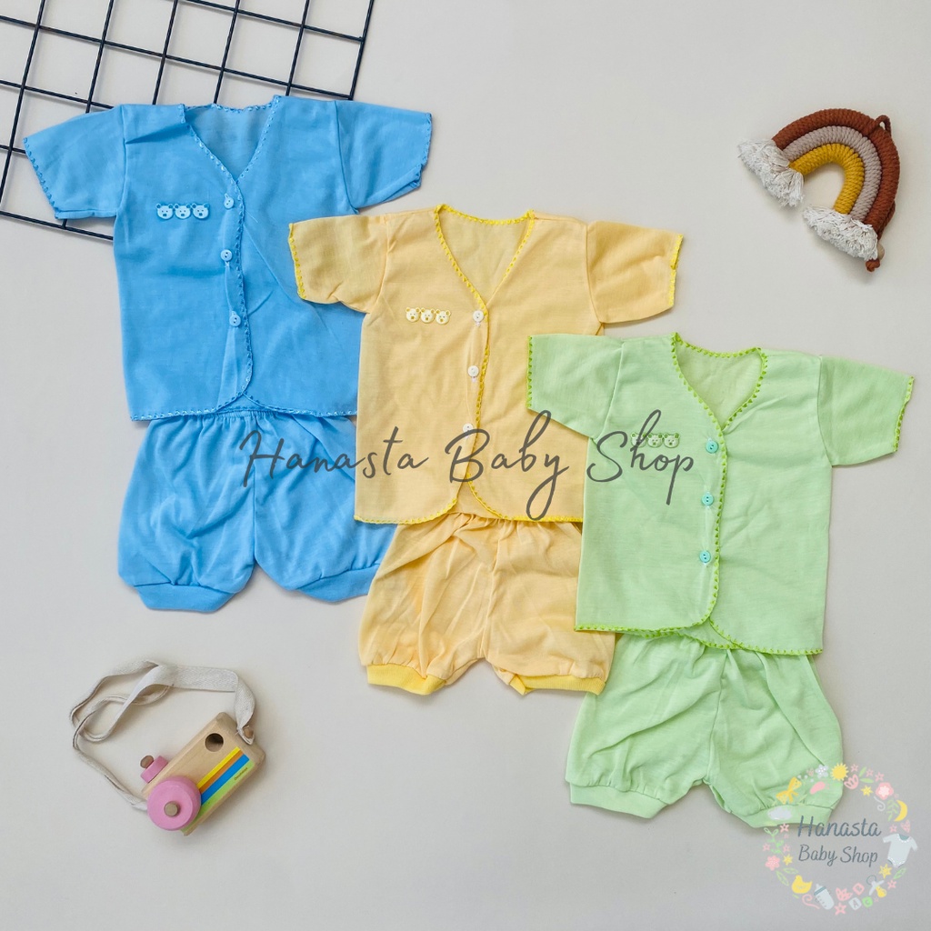 Setelan Baju Lengan Pendek Bayi Baru Lahir / Newborn polos lokal